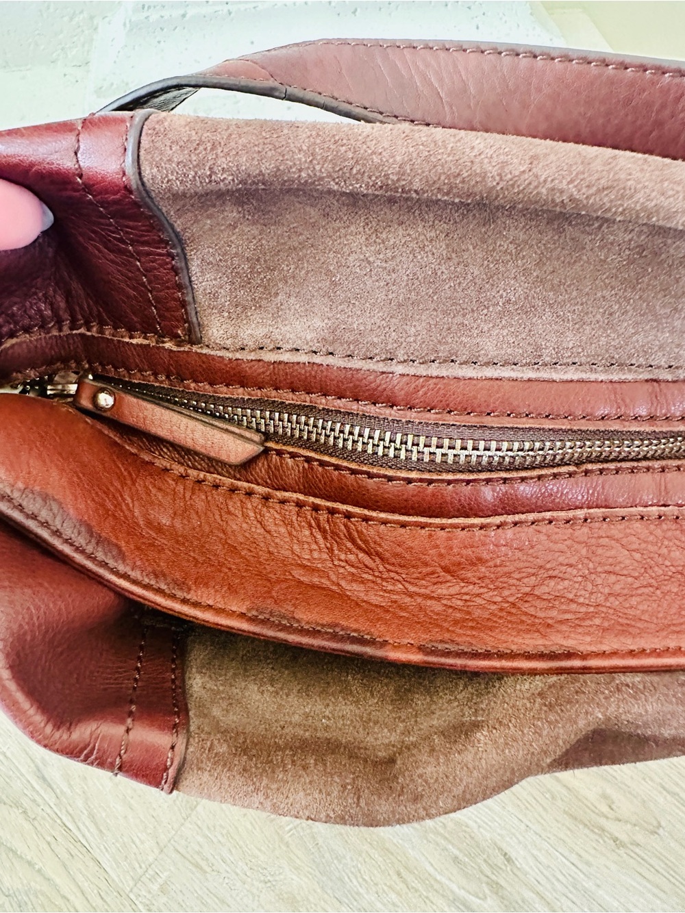 b. makowsky Brown Suede & Leather Shoulder Bag - Picture 6 of 9